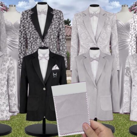 Grey White Vines Suit and Tuxedo – Exact Color Match for Kennedy Blue Bridesmaid Dresses