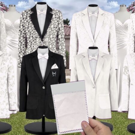 Ivory Chiffon Suit and Tuxedo – Exact Color Match for Kennedy Blue Bridesmaid Dresses