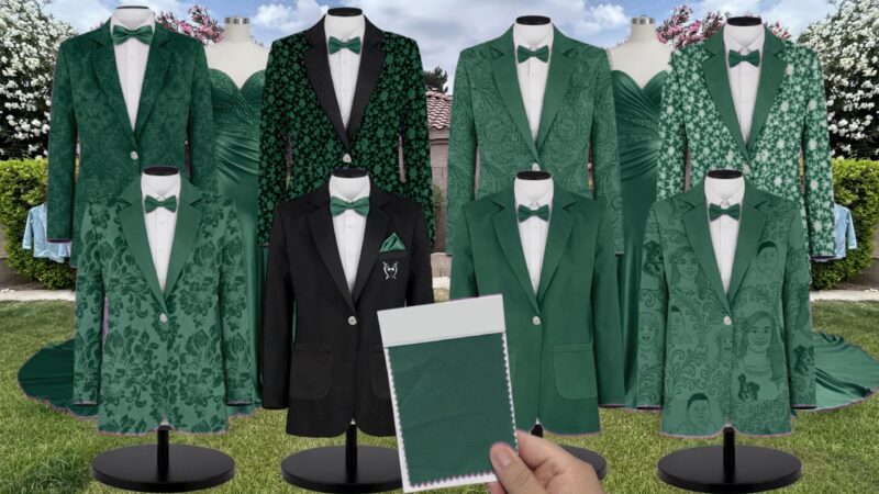 Jade Paisley Suit and Tuxedo – Exact Color Match for Kennedy Blue Bridesmaid Dresses