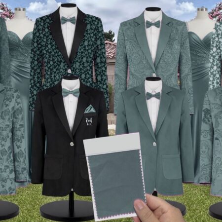 Jade Chiffon Suit and Tuxedo – Exact Color Match for Kennedy Blue Bridesmaid Dresses