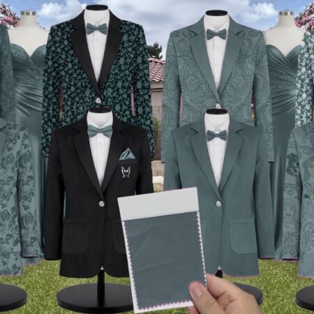 Jade Luxe Satin Suit and Tuxedo – Exact Color Match for Kennedy Blue Bridesmaid Dresses