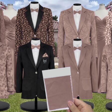 Latte Velvet Suit and Tuxedo – Exact Color Match for Kennedy Blue Bridesmaid Dresses