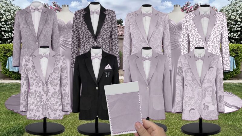 Lavender Chiffon Suit and Tuxedo – Exact Color Match for Kennedy Blue Bridesmaid Dresses