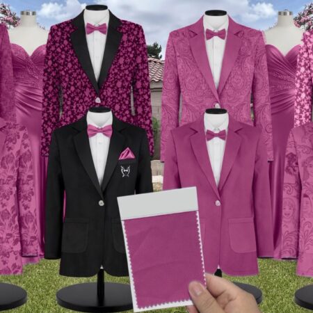 Magenta Chiffon Suit and Tuxedo – Exact Color Match for Kennedy Blue Bridesmaid Dresses