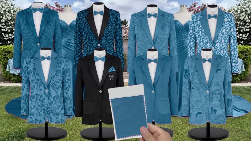 Marine Luxe Satin Suit and Tuxedo – Exact Color Match for Kennedy Blue Bridesmaid Dresses