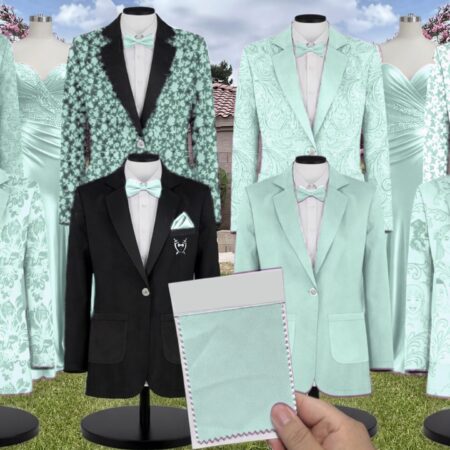 Mint Chiffon Suit and Tuxedo – Exact Color Match for Kennedy Blue Bridesmaid Dresses