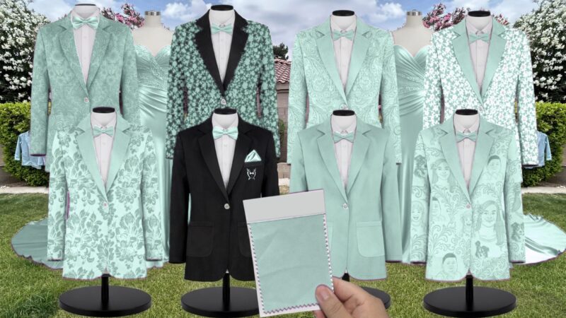 Mint Velvet Suit and Tuxedo – Exact Color Match for Kennedy Blue Bridesmaid Dresses