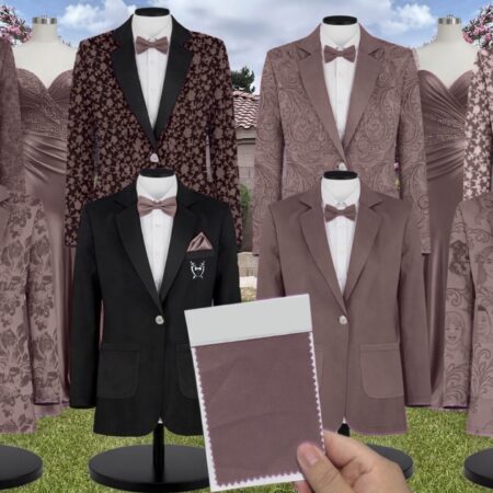 Mocha Chiffon Suit and Tuxedo – Exact Color Match for Kennedy Blue Bridesmaid Dresses