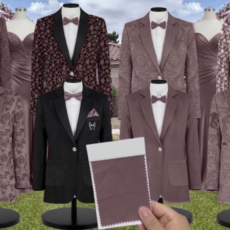 Mocha Velvet Suit and Tuxedo – Exact Color Match for Kennedy Blue Bridesmaid Dresses