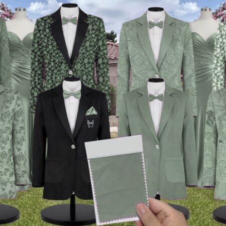 Moss Chiffon Suit and Tuxedo – Exact Color Match for Kennedy Blue Bridesmaid Dresses