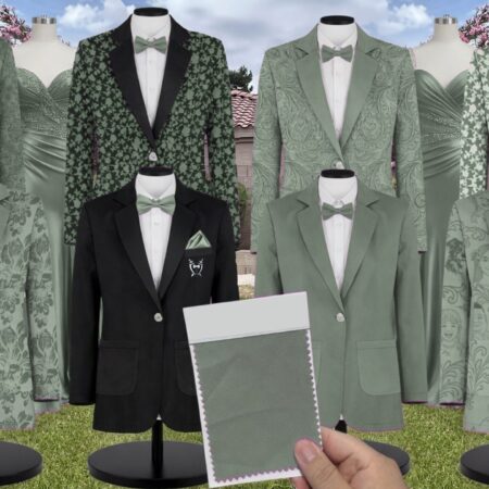 Moss Velvet Suit and Tuxedo – Exact Color Match for Kennedy Blue Bridesmaid Dresses