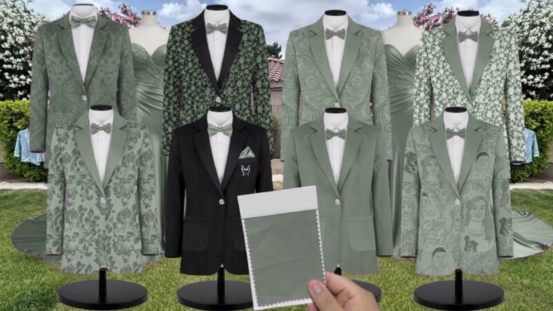 Moss Velvet Suit and Tuxedo – Exact Color Match for Kennedy Blue Bridesmaid Dresses