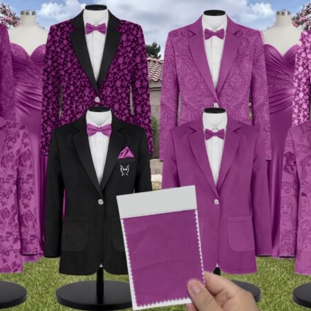 Mulberry Chiffon Suit and Tuxedo – Exact Color Match for Kennedy Blue Bridesmaid Dresses