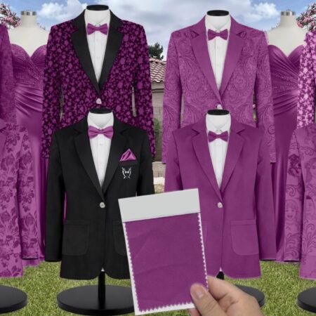 Mulberry Velvet Suit and Tuxedo – Exact Color Match for Kennedy Blue Bridesmaid Dresses