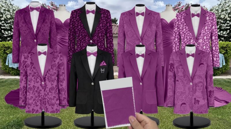 Mulberry Velvet Suit and Tuxedo – Exact Color Match for Kennedy Blue Bridesmaid Dresses