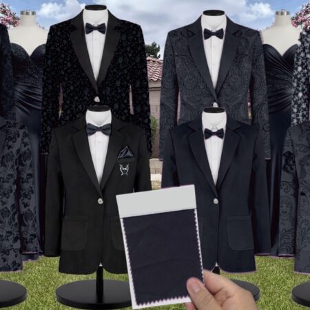Navy Satin Suit and Tuxedo – Exact Color Match for Kennedy Blue Bridesmaid Dresses