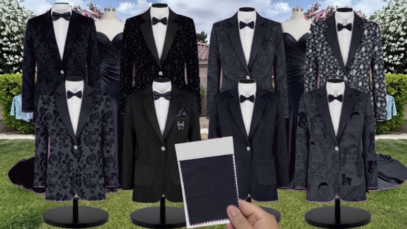 Navy Satin Suit and Tuxedo – Exact Color Match for Kennedy Blue Bridesmaid Dresses