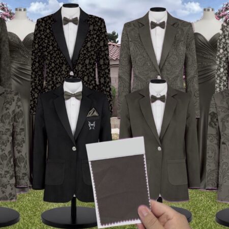 Olive Green Luxe Satin Suit and Tuxedo – Exact Color Match for Kennedy Blue Bridesmaid Dresses