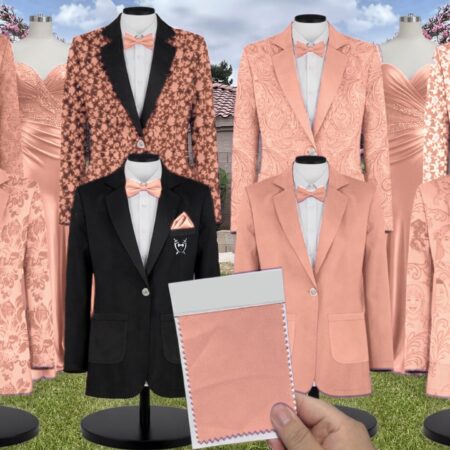 Peach Velvet Suit and Tuxedo – Exact Color Match for Kennedy Blue Bridesmaid Dresses