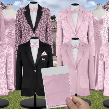 Peony Luxe Satin Suit and Tuxedo – Exact Color Match for Kennedy Blue Bridesmaid Dresses
