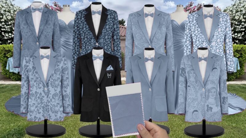 platinum blue floral kennedy Velvet Suit and Tuxedo – Exact Color Match for Kennedy Blue Bridesmaid Dresses