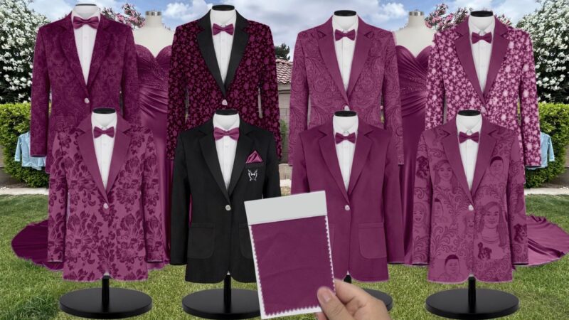 Platinum Boysenberry Chiffon Suit and Tuxedo – Exact Color Match for Kennedy Blue Bridesmaid Dresses