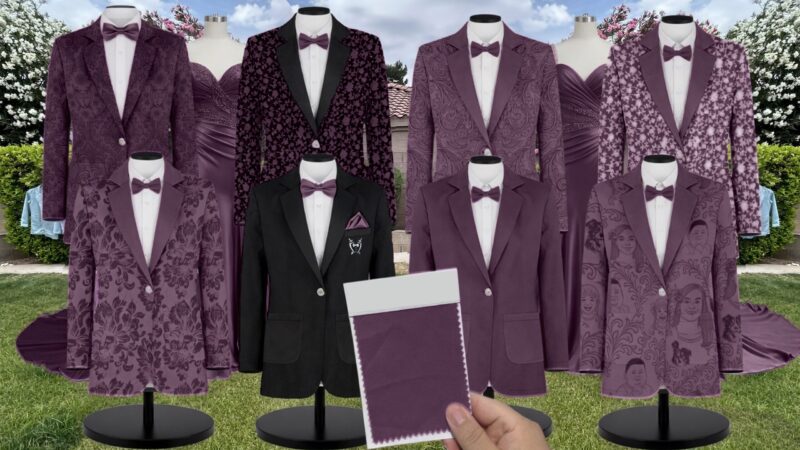 Platinum Dark Purple Chiffon Suit and Tuxedo – Exact Color Match for Kennedy Blue Bridesmaid Dresses