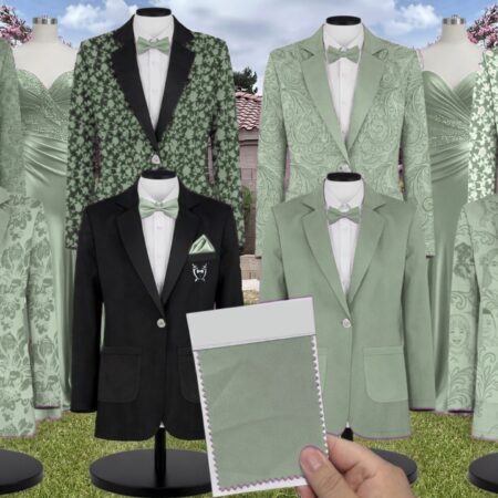 platinum green floral Chiffon Suit and Tuxedo – Exact Color Match for Kennedy Blue Bridesmaid Dresses