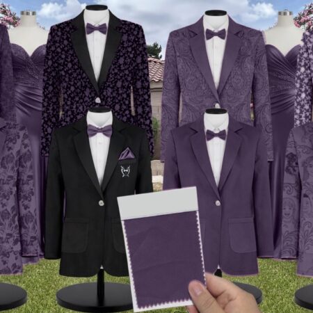Plum Velvet Suit and Tuxedo – Exact Color Match for Kennedy Blue Bridesmaid Dresses