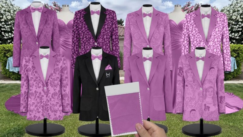 Primrose Chiffon Suit and Tuxedo – Exact Color Match for Kennedy Blue Bridesmaid Dresses