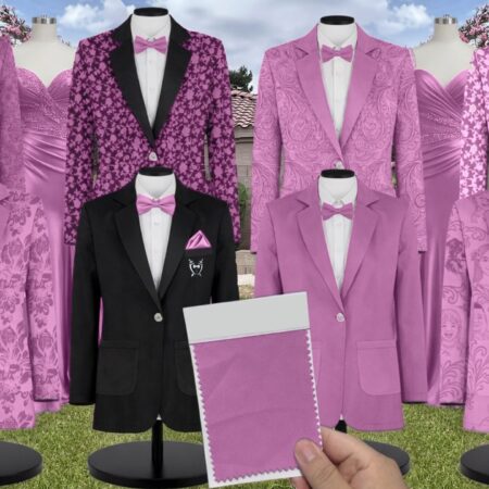 Primrose Luxe Satin Suit and Tuxedo – Exact Color Match for Kennedy Blue Bridesmaid Dresses
