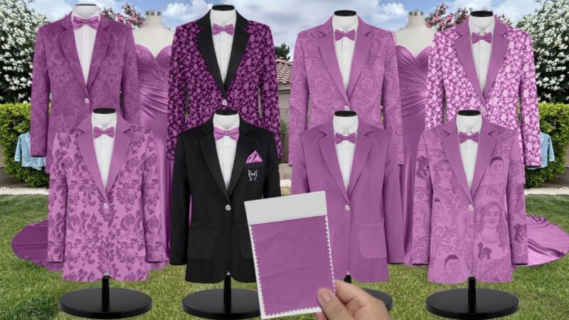 Primrose Velvet Suit and Tuxedo – Exact Color Match for Kennedy Blue Bridesmaid Dresses