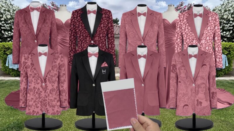 Rosewood 1 Chiffon Suit and Tuxedo – Exact Color Match for Kennedy Blue Bridesmaid Dresses