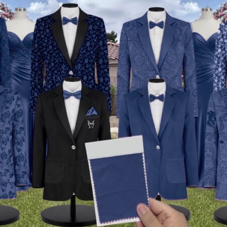 Sapphire Paisley Suit and Tuxedo – Exact Color Match for Kennedy Blue Bridesmaid Dresses