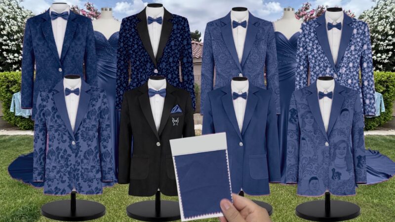 Sapphire Paisley Suit and Tuxedo – Exact Color Match for Kennedy Blue Bridesmaid Dresses