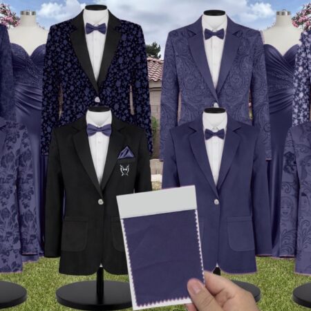 Sapphire Chiffon Suit and Tuxedo – Exact Color Match for Kennedy Blue Bridesmaid Dresses