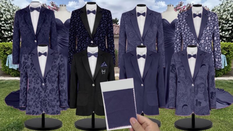 Sapphire Velvet Suit and Tuxedo – Exact Color Match for Kennedy Blue Bridesmaid Dresses