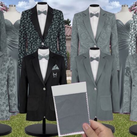 Sea Foam Paisley Suit and Tuxedo – Exact Color Match for Kennedy Blue Bridesmaid Dresses