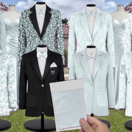 Sea Foam White Vines Suit and Tuxedo – Exact Color Match for Kennedy Blue Bridesmaid Dresses