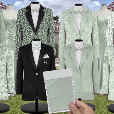 Sea Glass Luxe Satin Suit and Tuxedo – Exact Color Match for Kennedy Blue Bridesmaid Dresses