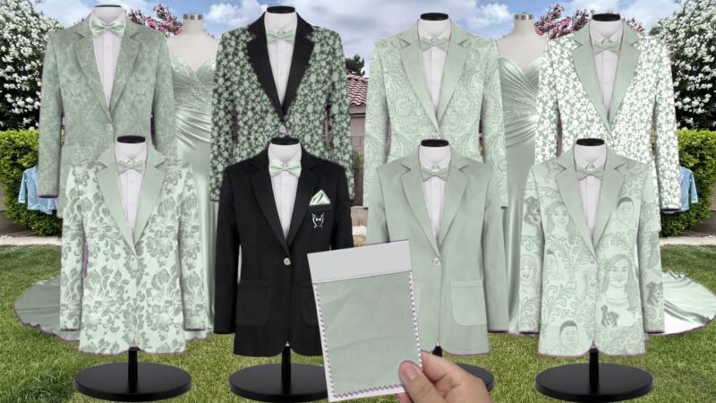 Sea Glass Luxe Satin Suit and Tuxedo – Exact Color Match for Kennedy Blue Bridesmaid Dresses