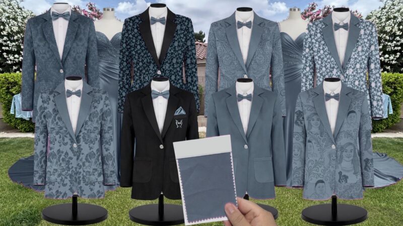 Sky Paisley Suit and Tuxedo – Exact Color Match for Kennedy Blue Bridesmaid Dresses