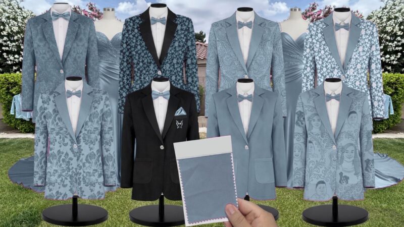 Slate Blue Chiffon Suit and Tuxedo – Exact Color Match for Kennedy Blue Bridesmaid Dresses