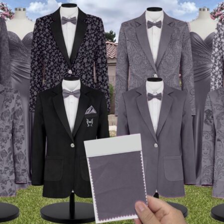 Steel Blue Luxe Satin Suit and Tuxedo – Exact Color Match for Kennedy Blue Bridesmaid Dresses