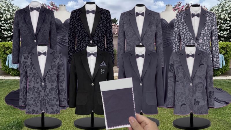 Steel Blue Velvet Suit and Tuxedo – Exact Color Match for Kennedy Blue Bridesmaid Dresses