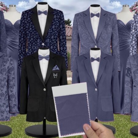 Storm Chiffon Suit and Tuxedo – Exact Color Match for Kennedy Blue Bridesmaid Dresses
