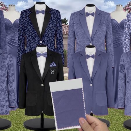 Storm Luxe Satin Suit and Tuxedo – Exact Color Match for Kennedy Blue Bridesmaid Dresses