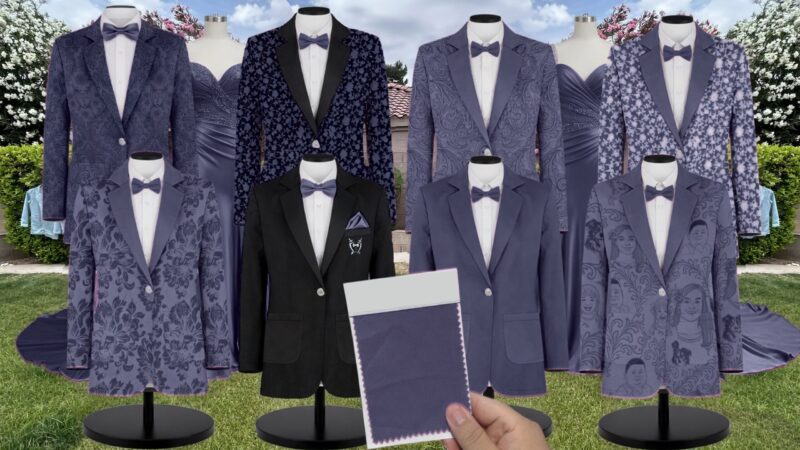 Storm Velvet Suit and Tuxedo – Exact Color Match for Kennedy Blue Bridesmaid Dresses