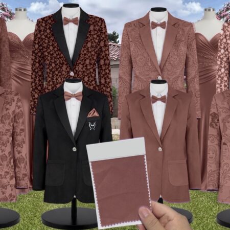 Sunset Shrubbery Suit and Tuxedo – Exact Color Match for Kennedy Blue Bridesmaid Dresses