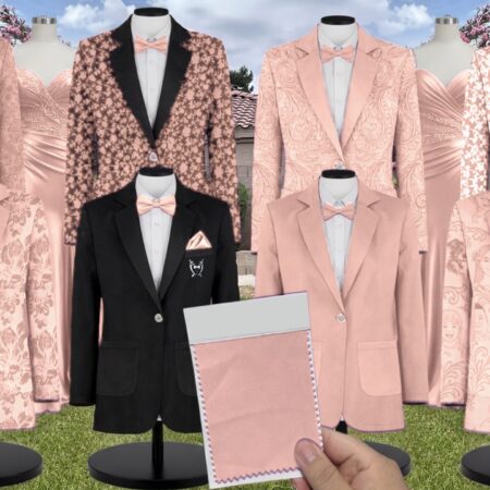 Sunset White Vines Suit and Tuxedo – Exact Color Match for Kennedy Blue Bridesmaid Dresses